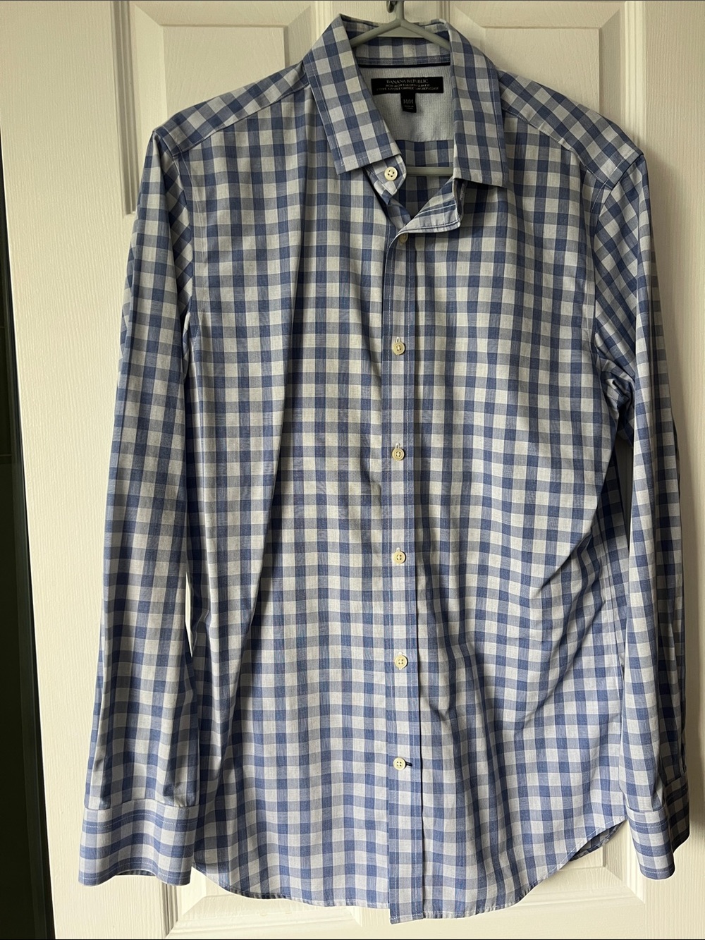 Banana Republic Blue and White Gingham Dress Shirt